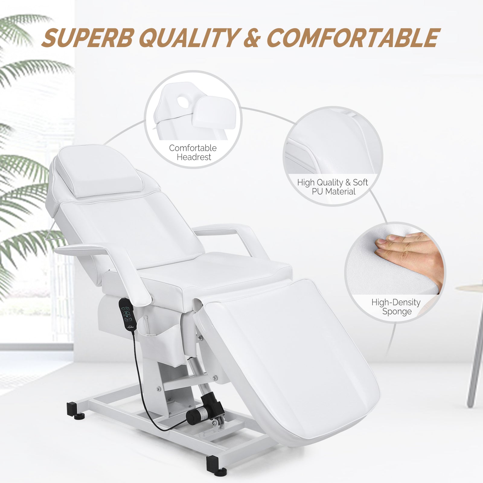 OmySalon FESB 75in Fully Electric Remote Adjustable Facial Massage Bed