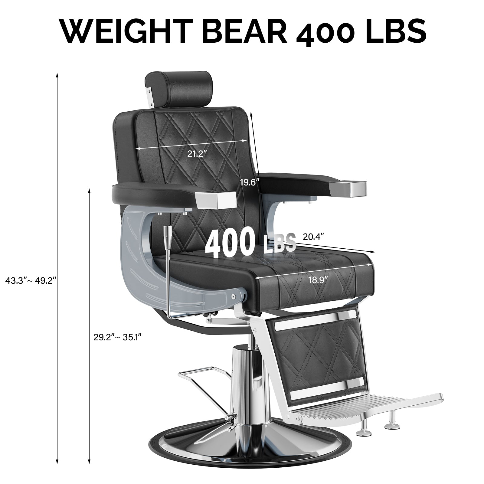 OmySalon BC1402 Modern Style Heavy Duty Hydraulic Recline Barber Chair