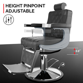 OmySalon BC1402 Modern Style Heavy Duty Hydraulic Recline Barber Chair