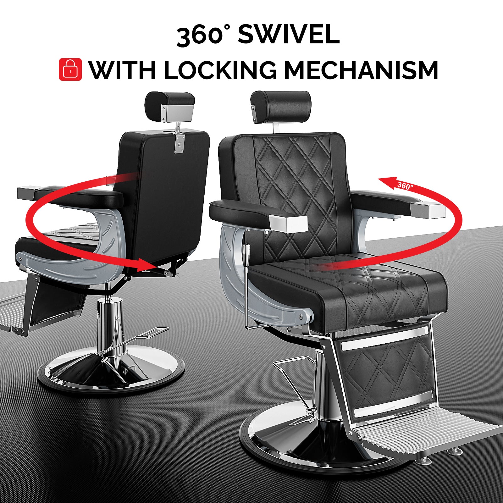 OmySalon BC1402 Modern Style Heavy Duty Hydraulic Recline Barber Chair