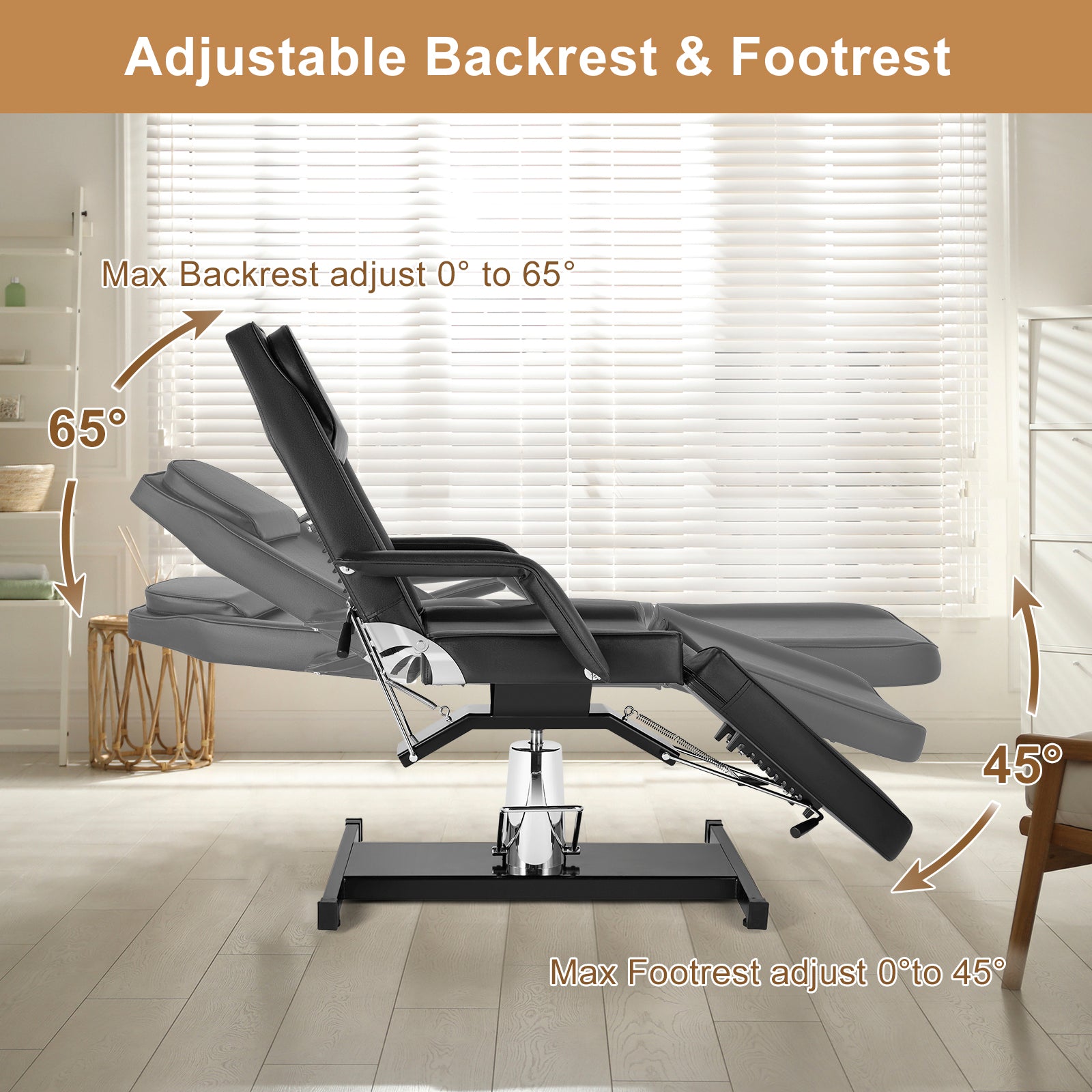 OmySalon SBWP 73in 360 Degree Rotating Hydraulic Height Adjustable Facial Massage Bed