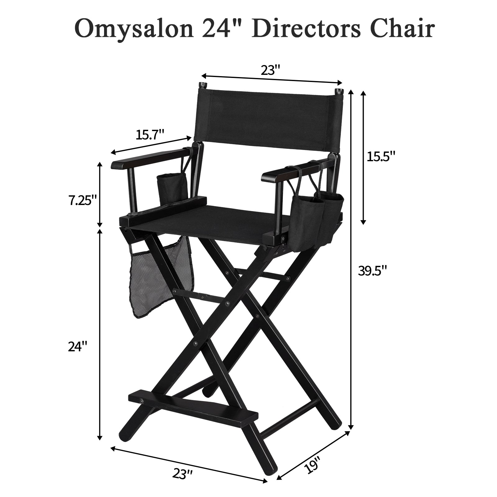 Omysalon 24in Director Chair Folding Artist Makeup Chair