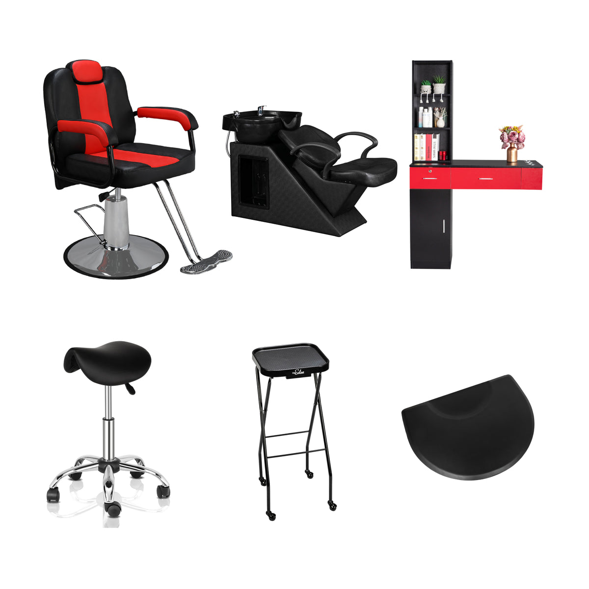 OmySalon 1 Operator Basic Salon Package Black & Red