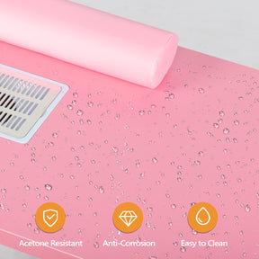 Omysalon 3DMT-DC Nail Manicure Table w/Electric Dust Collector & Wrist Rest & 3 Layers Open Side Cabinets 3 Drawers