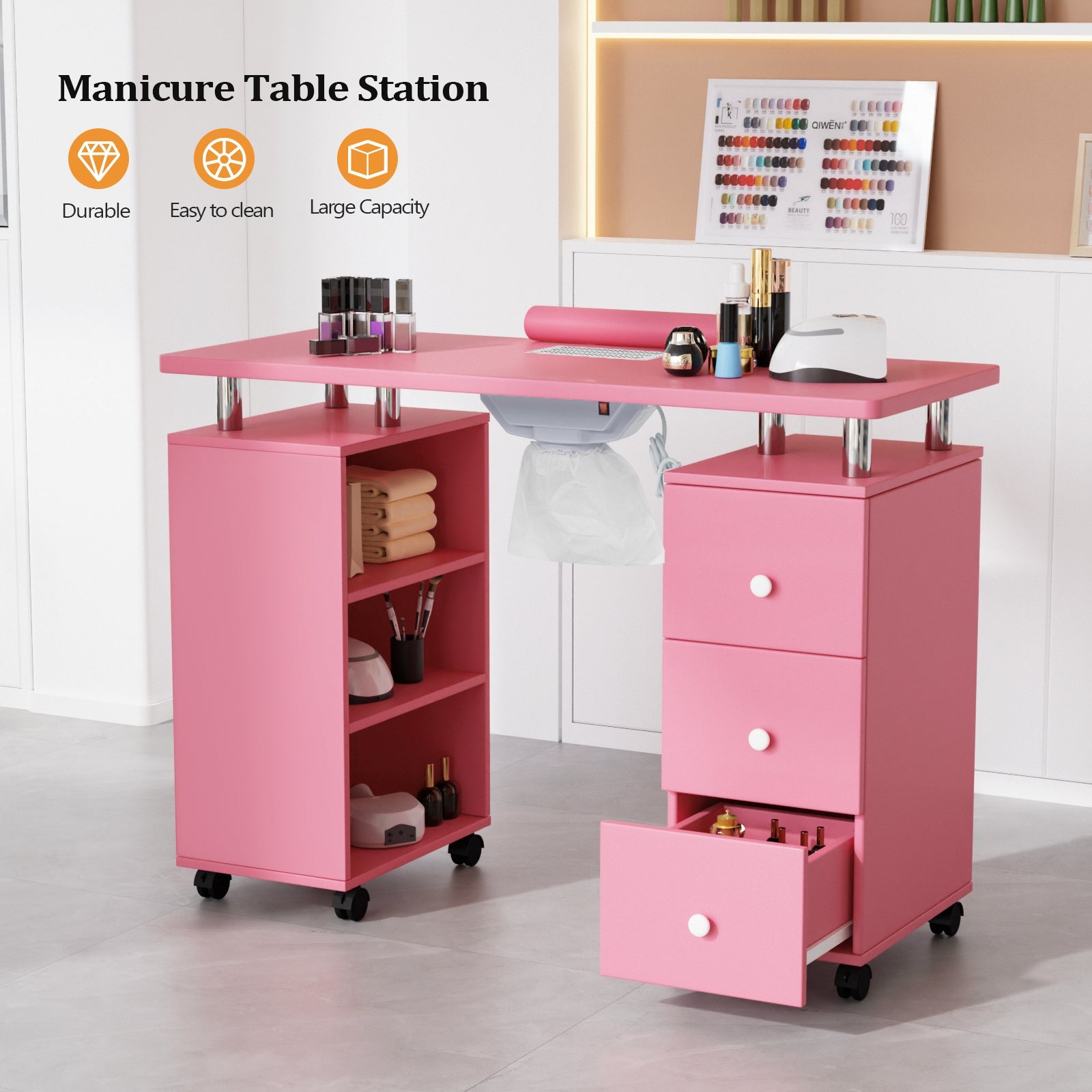 Omysalon Manicure Table w/Electric Dust Collector