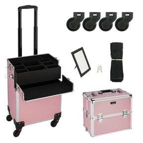 Omysalon MF-MCA201B Aluminum 2-in-1 Makeup Train Case Black