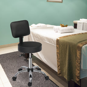 OmySalon Modern Height Adjustable Rotation Salon Round Bar Stool with Back