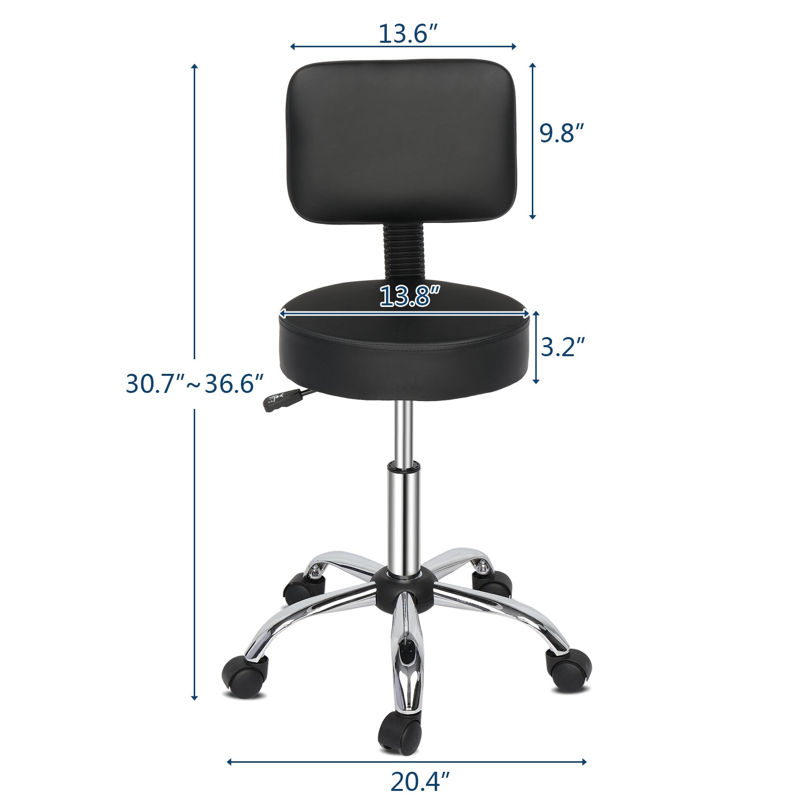 OmySalon Adjustable Height Rotation Salon Round Stool with Back