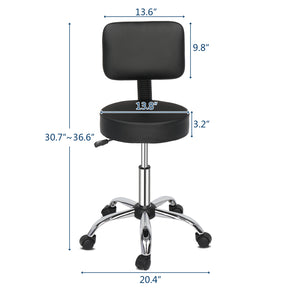 OmySalon Modern Height Adjustable Rotation Salon Round Bar Stool with Back