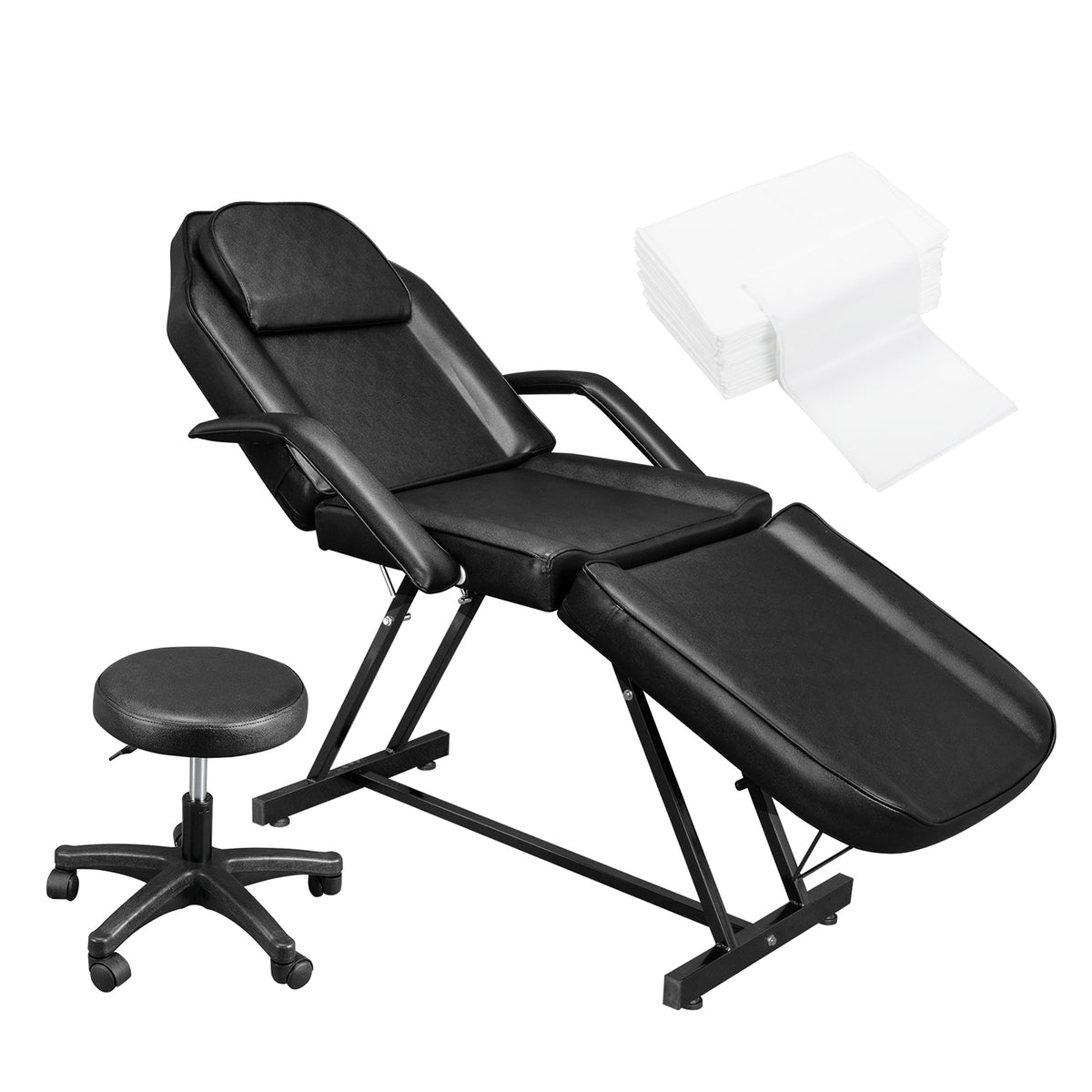 OmySalon 73in Adjustable Facial Massage Bed w/Hydraulic Rotating Stool