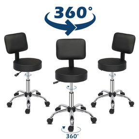 OmySalon Modern Height Adjustable Rotation Salon Round Bar Stool with Back