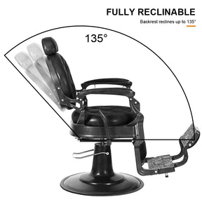OmySalon Vintage Style Heavy Duty Hydraulic Recline Barber Chair