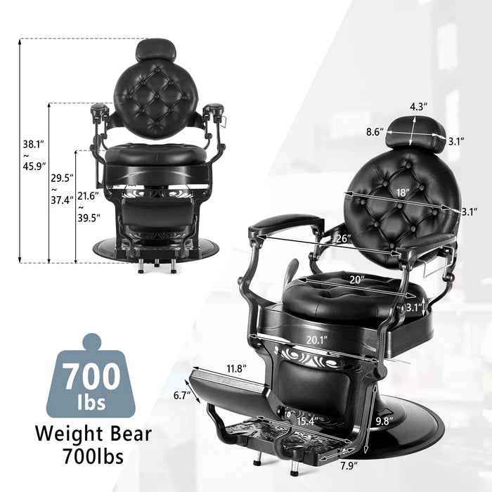 OmySalon Vintage Barber Chair & Anti-Fatigue Mat Bundle
