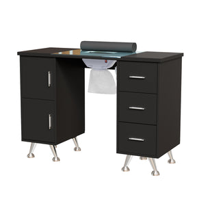 OmySalon MTDGL Nail Manicure Table w/Glass Top & Electric Dust Collector & Wrist Rest