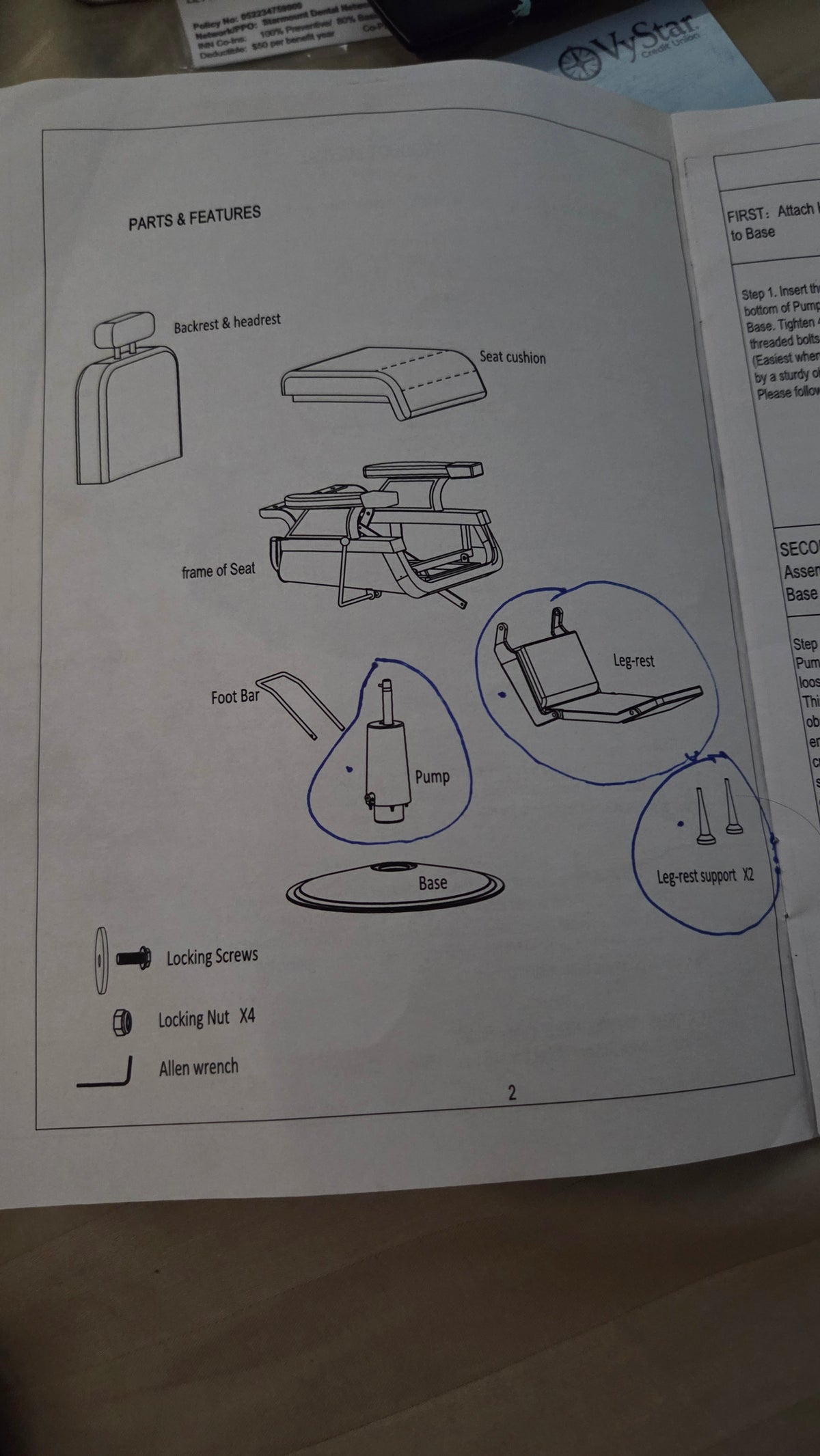 OmySalon PH773 Barber Chair PARTS G89000774