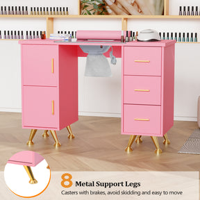 OmySalon MTDGL Nail Manicure Table w/Glass Top & Electric Dust Collector & Wrist Rest