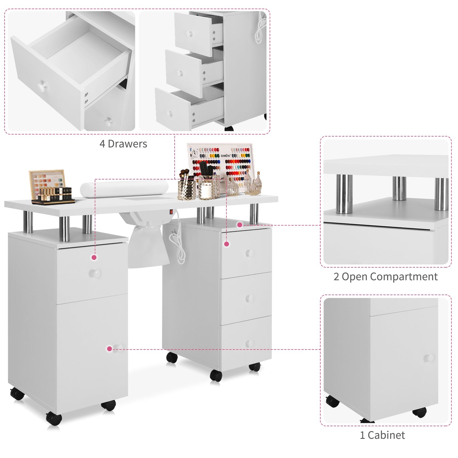 Omysalon Manicure Table w/Electric Vent