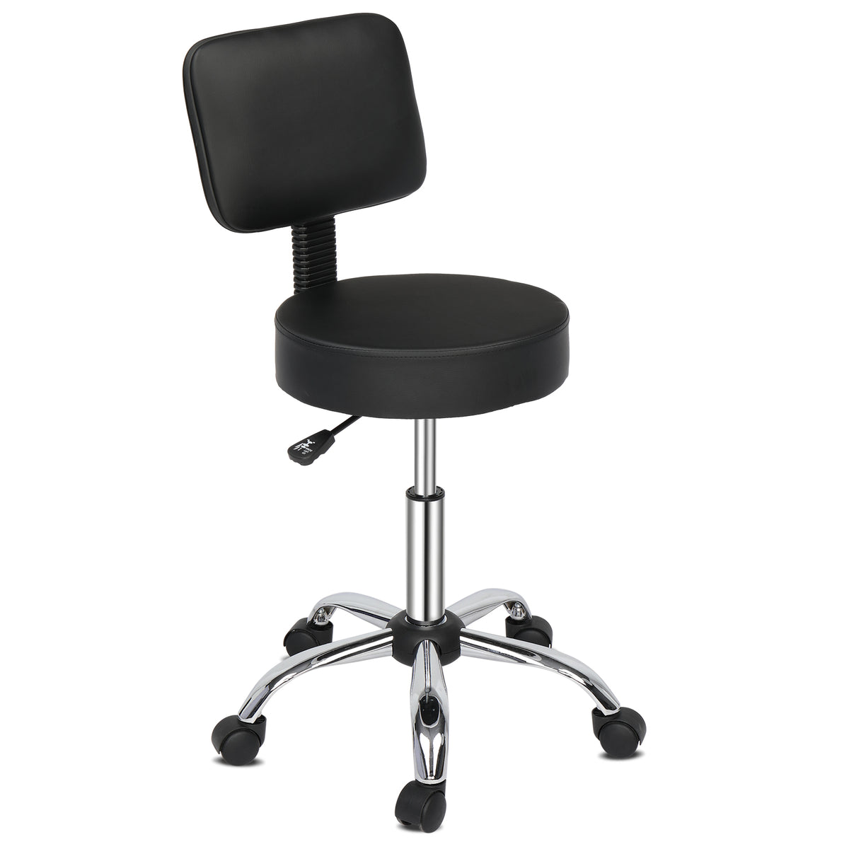 OmySalon Modern Height Adjustable Rotation Salon Round Bar Stool with Back