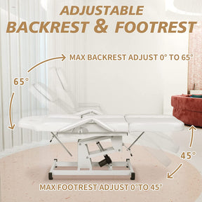 OmySalon ESB 72in Electric Height Remote Adjustable Facial Massage Bed w/Hydraulic Rotating Stool