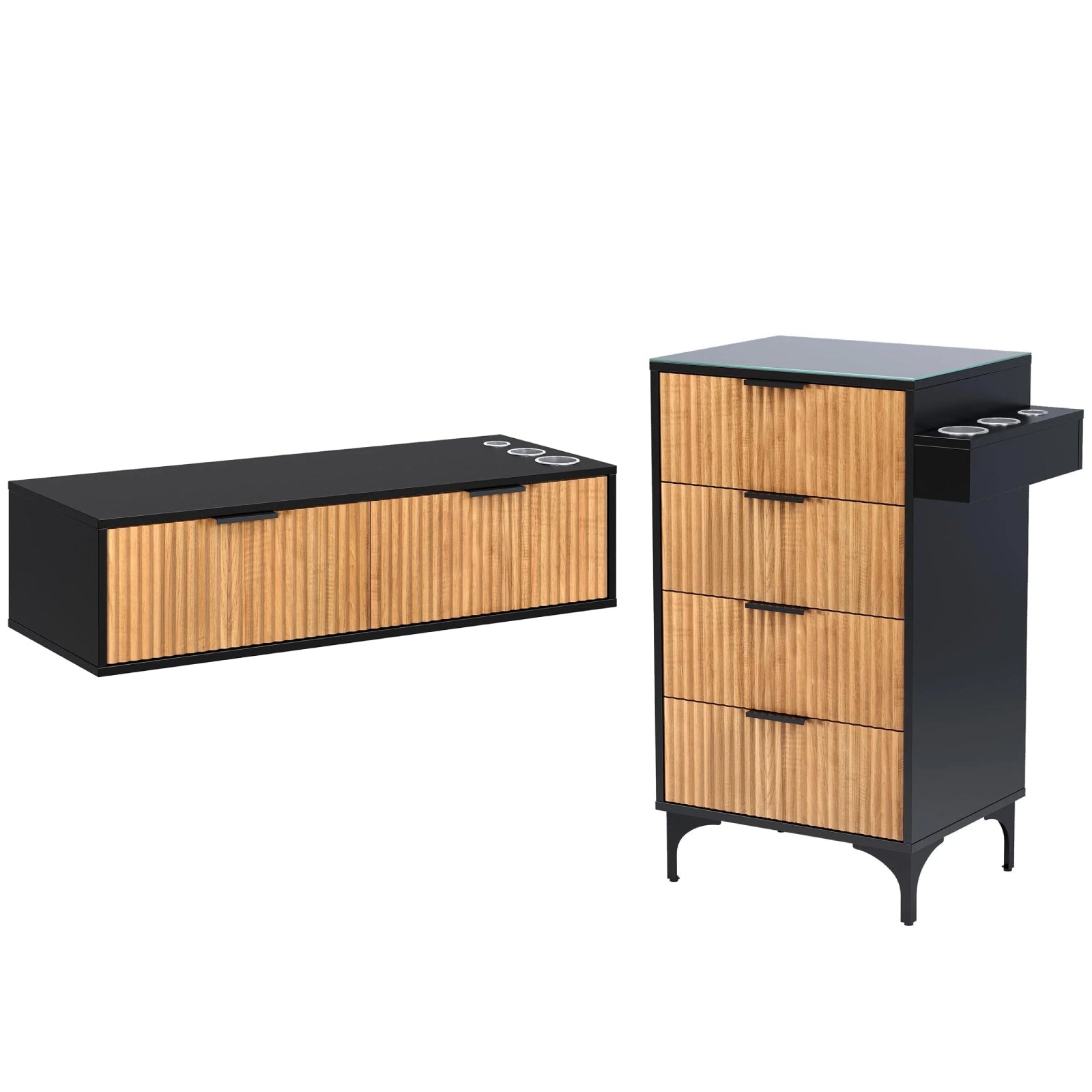 OmySalon Modern Retro Salon Station Bundle - Wall Mount & Floor Standing Set