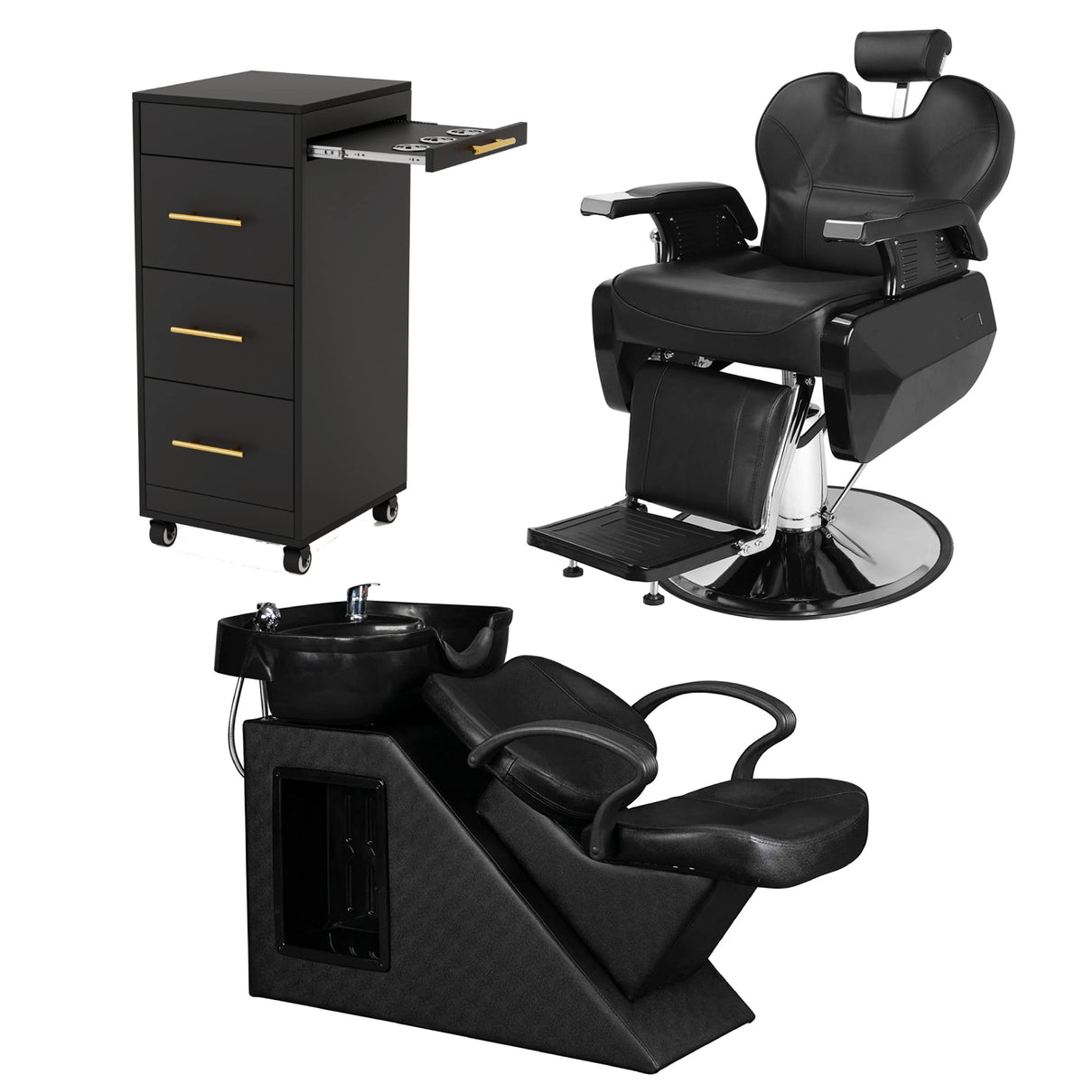 OmySalon 1 Operator Basic Mobile Barber Package Black