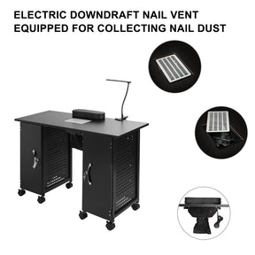 OmySalon MT LED Light Nail Manicure Table w/Electric Downdraft Vent & Wrist Rest