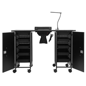 OmySalon MT LED Light Nail Manicure Table w/Electric Downdraft Vent & Wrist Rest