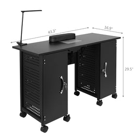 OmySalon MT LED Light Nail Manicure Table w/Electric Downdraft Vent & Wrist Rest