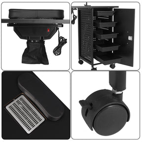 OmySalon MT LED Light Nail Manicure Table w/Electric Downdraft Vent & Wrist Rest