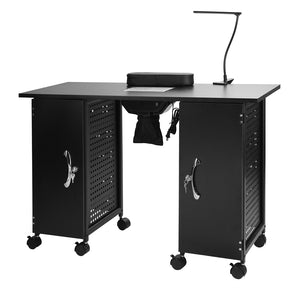 OmySalon MT LED Light Nail Manicure Table w/Electric Downdraft Vent & Wrist Rest