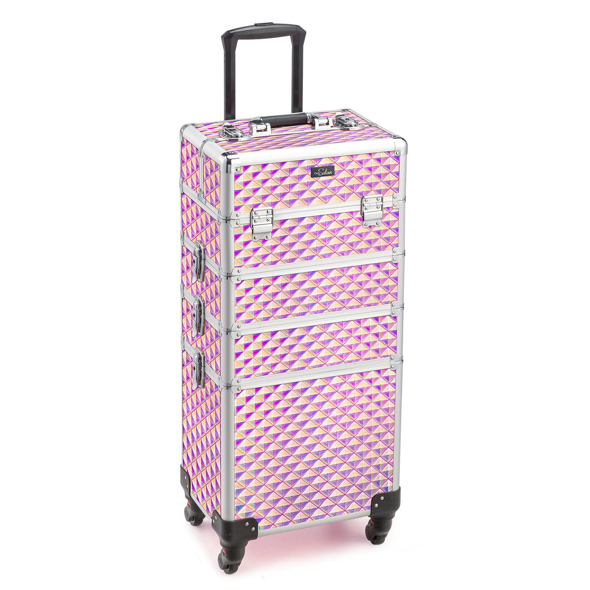 OmySalon 4-in-1 Aluminum Lockable Rolling Makeup Train Case