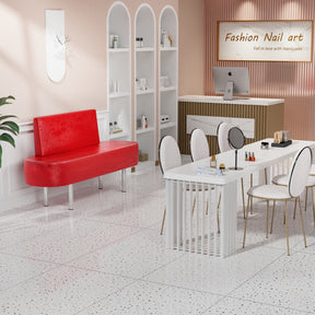 OmySalon WBWB Modern Reception Waiting Room Bench Chair with Backrest for Beauty Barber Salon SPA Office
