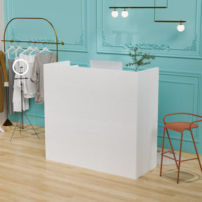 OmySalon OSRD-H Modern Computer Reception Desk with Lockable Drawers Storage Cabinet & Shelf