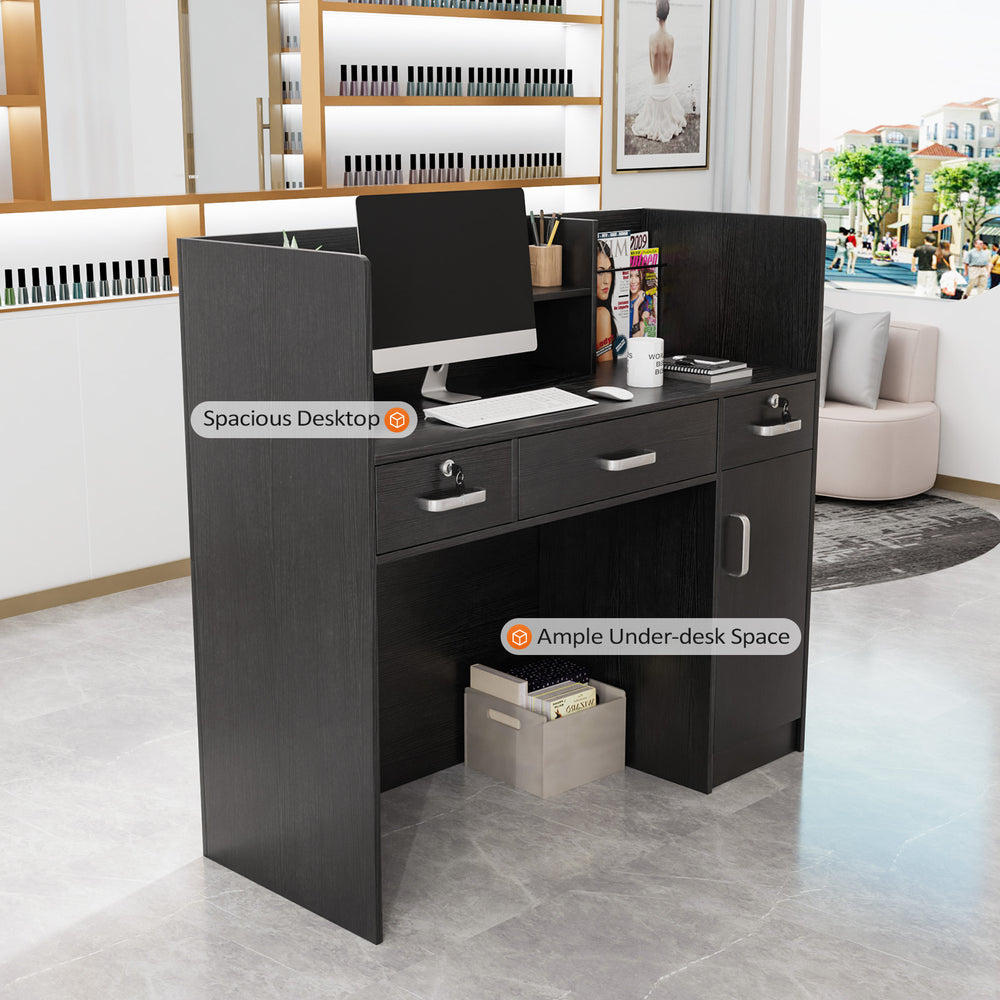 OmySalon OSRD-H Modern Computer Reception Desk with Lockable Drawers S