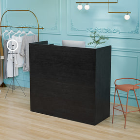 OmySalon OSRD-H Modern Computer Reception Desk with Lockable Drawers Storage Cabinet & Shelf
