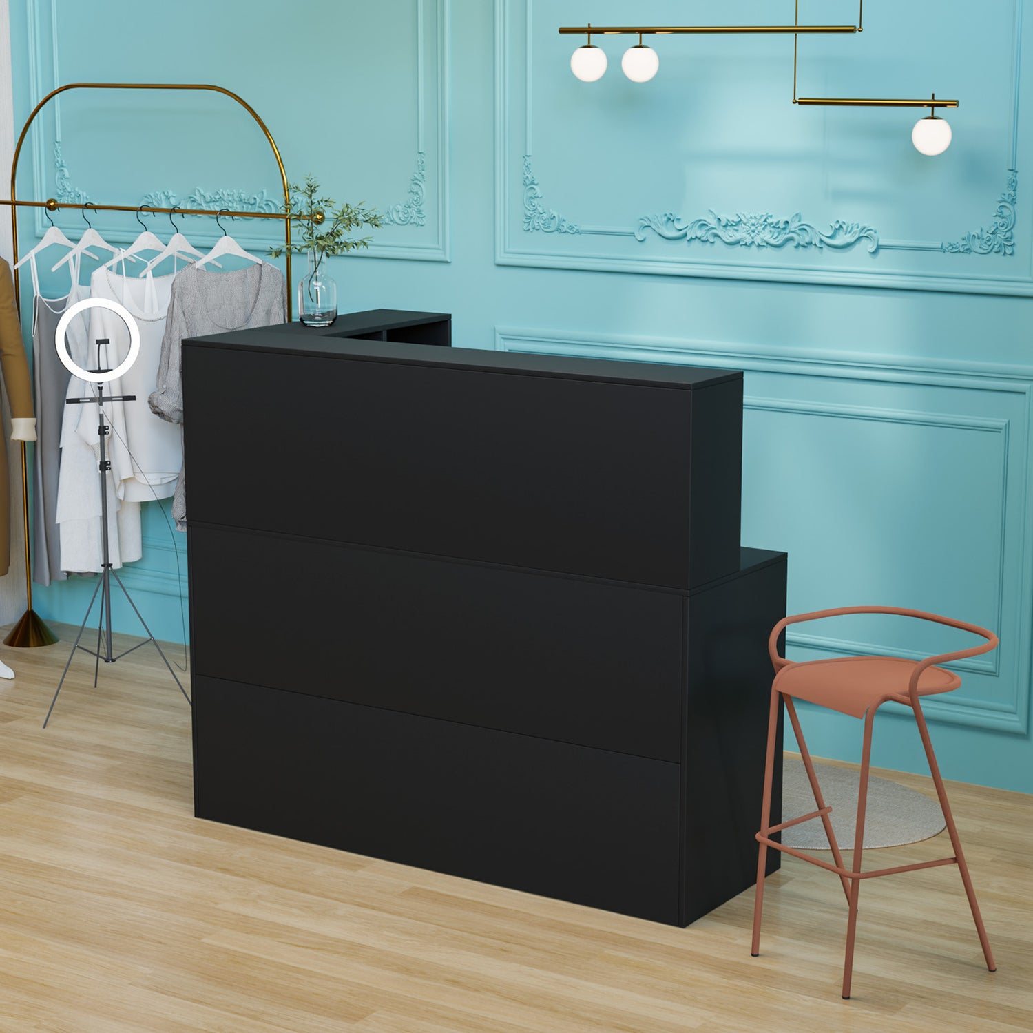 OmySalon OSRD-L Modern Computer Reception Desk with Removable Grid and