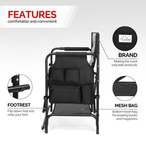 OmySalon Directors Chair Portable Folding Makeup Artist Chair with Side Table 22in/26in/30in