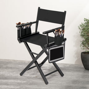 OmySalon Upgraded 18in Director Chair Folding Artist Makeup Chair with Storage Side Bags