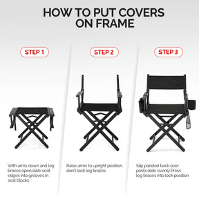 OmySalon Upgraded 18in Director Chair Folding Artist Makeup Chair with Storage Side Bags