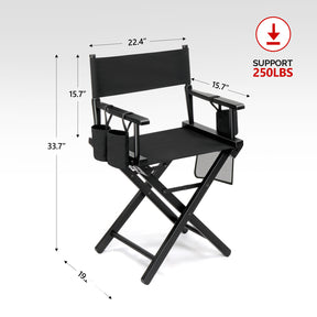 OmySalon Upgraded 18in Director Chair Folding Artist Makeup Chair with Storage Side Bags