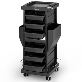 OmySalon ST1101 Multipurpose Rolling Salon Trolley Cart w/Wheels & 6 Drawers Hair Dryer Holders