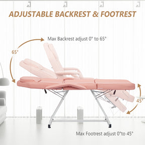 OmySalon 73in Facial Massage Bed Adjustable Spa Bed Tattoo Chair w/Barber Stool Black/White/Pink