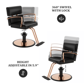 OmySalon SC01 Hydraulic 360-Degree Swivel Hair Stylist Salon Chair Black/White/Pink/Rose Gold/Purple