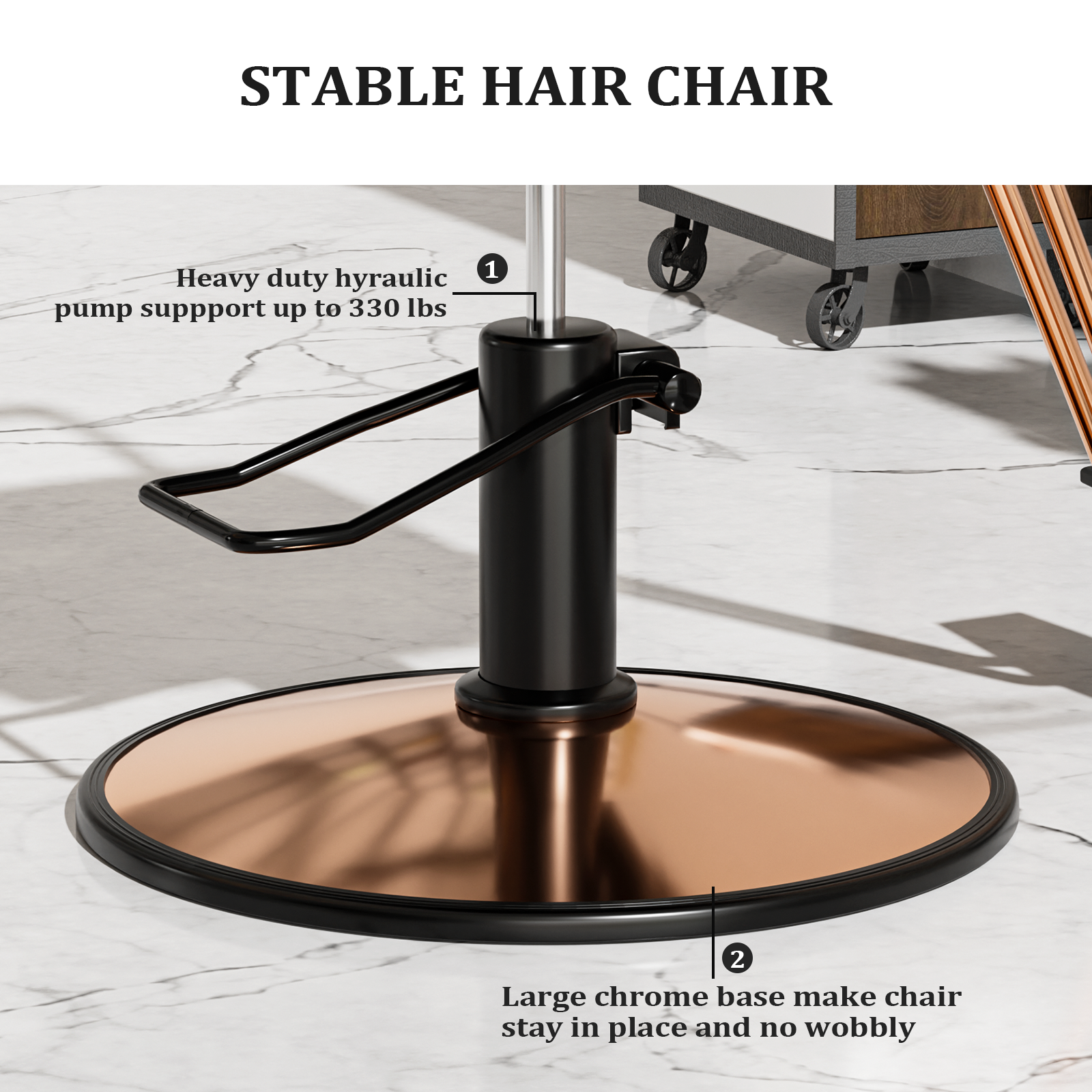 OmySalon SC01 Hydraulic 360-Degree Swivel Hair Stylist Salon Chair Black/White/Pink/Rose Gold/Purple