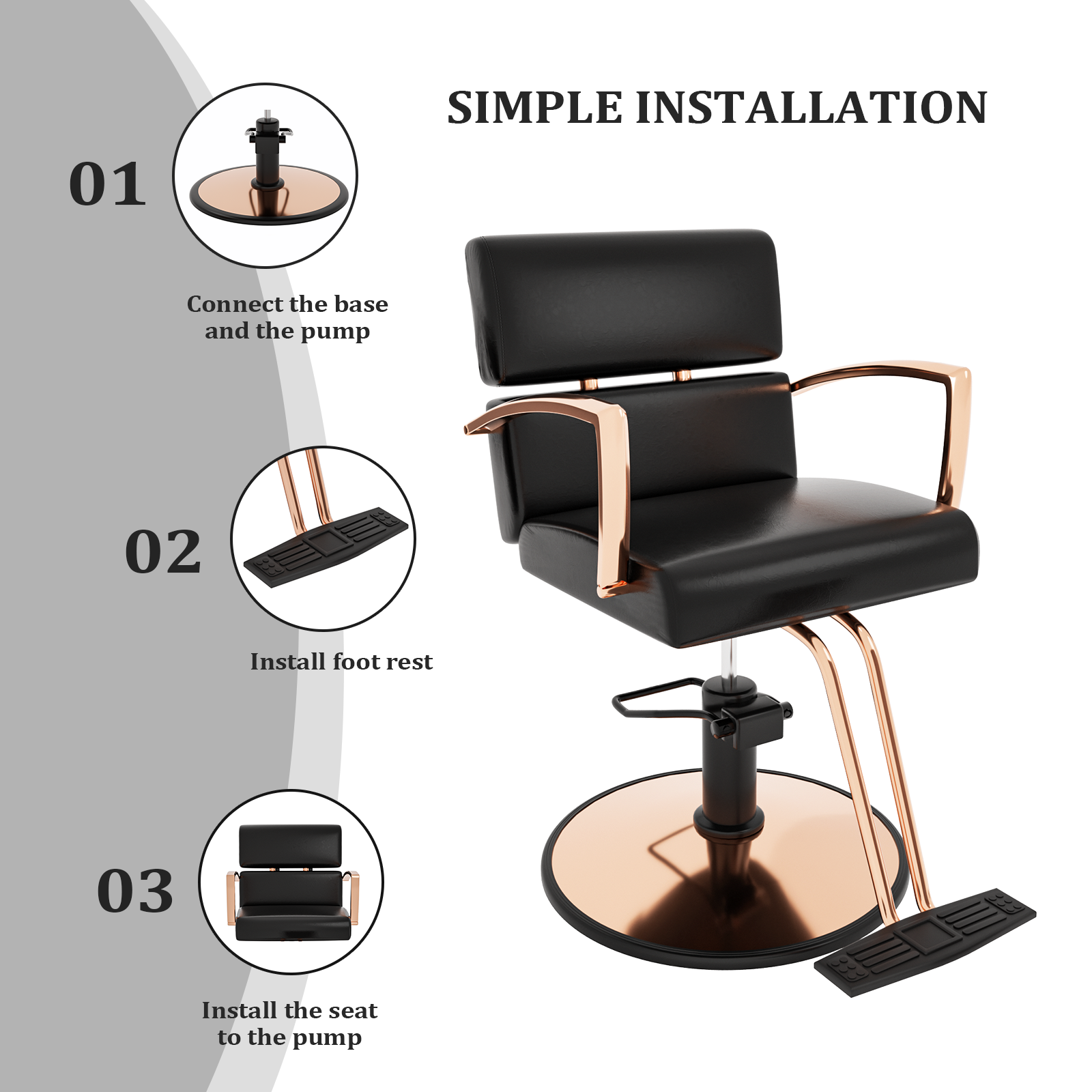 OmySalon SC01 Hydraulic 360-Degree Swivel Hair Stylist Salon Chair