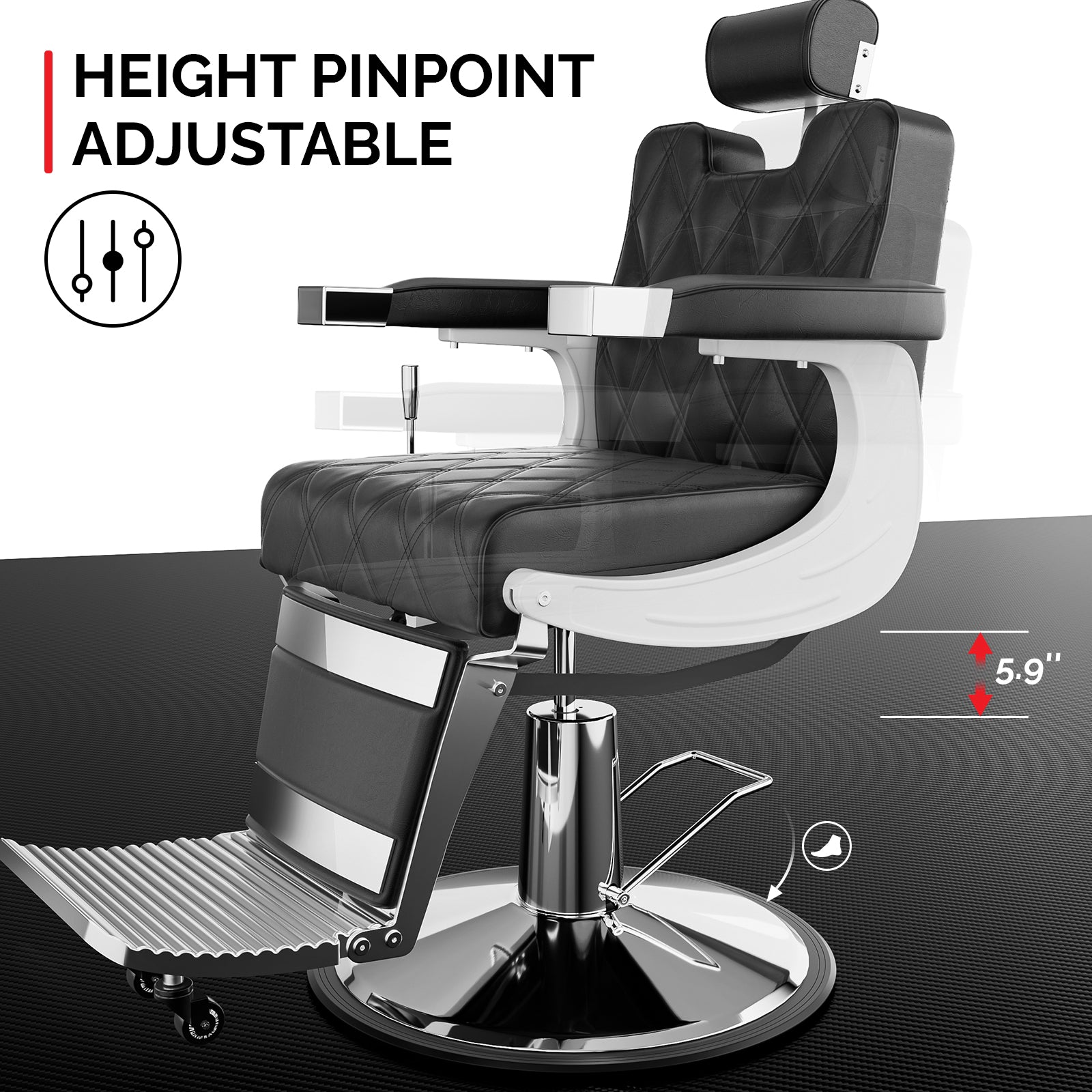 OmySalon BC1401 Modern Style Heavy Duty Hydraulic Recline Barber Chair