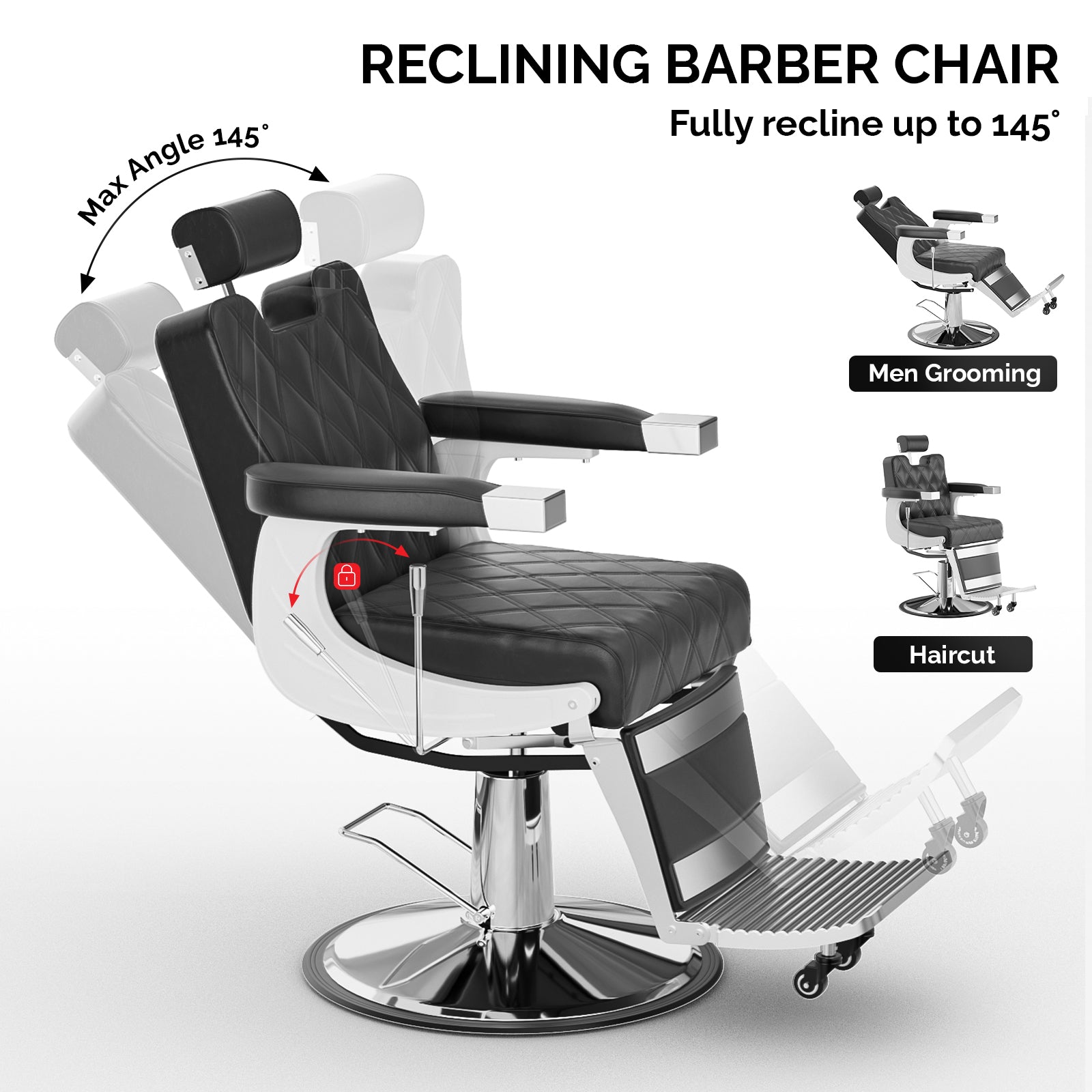 OmySalon BC1401 Modern Style Heavy Duty Hydraulic Recline Barber Chair