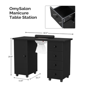 Omysalon Manicure Table w/Electric Dust Collector