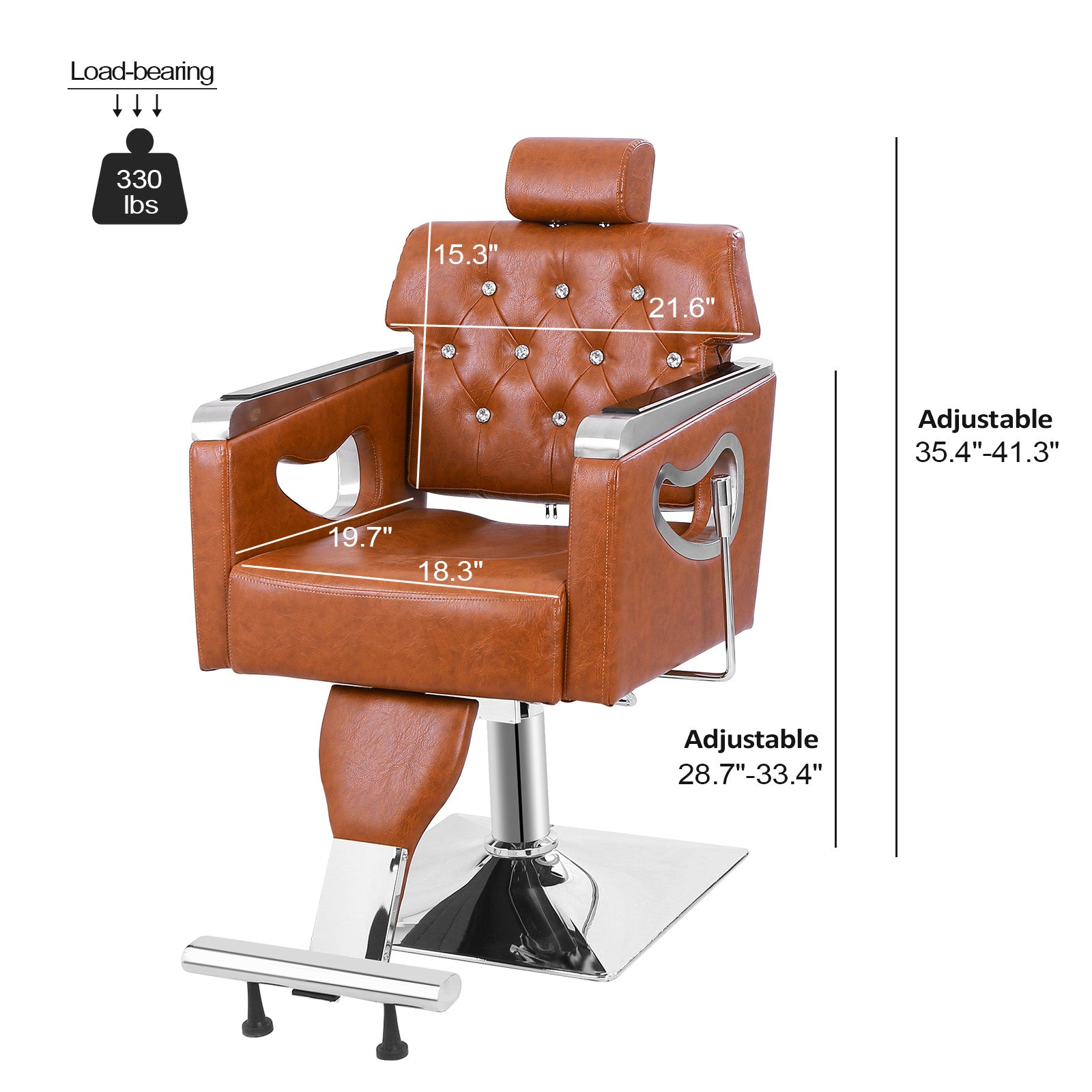 OmySalon SC1902 All Purpose Heavy Duty Reclining Hair Salon Chair w/Headrest and Acrylic Diamond Decorated Backrest