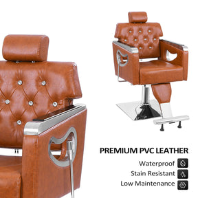 OmySalon SC1902 All Purpose Heavy Duty Reclining Hair Salon Chair w/Headrest and Acrylic Diamond Decorated Backrest